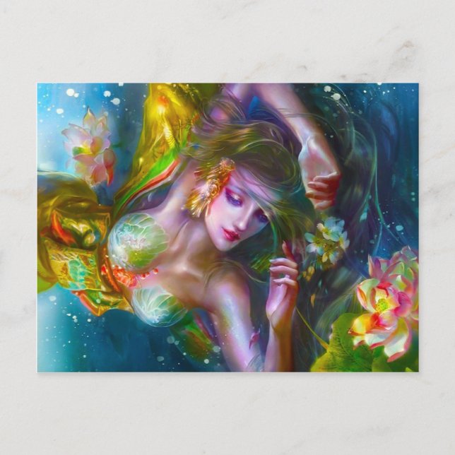 Blume Mermaid Postkarte (Vorderseite)