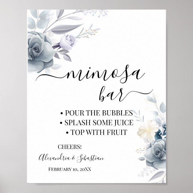 Blume Mimosa Bar Brautparty Zeichen Poster (Vorne)