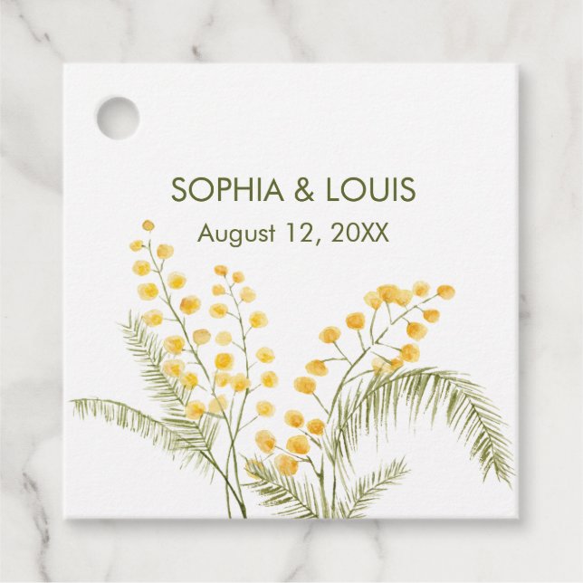 Blume Mimosa Geschenkanhänger (Vorderseite)