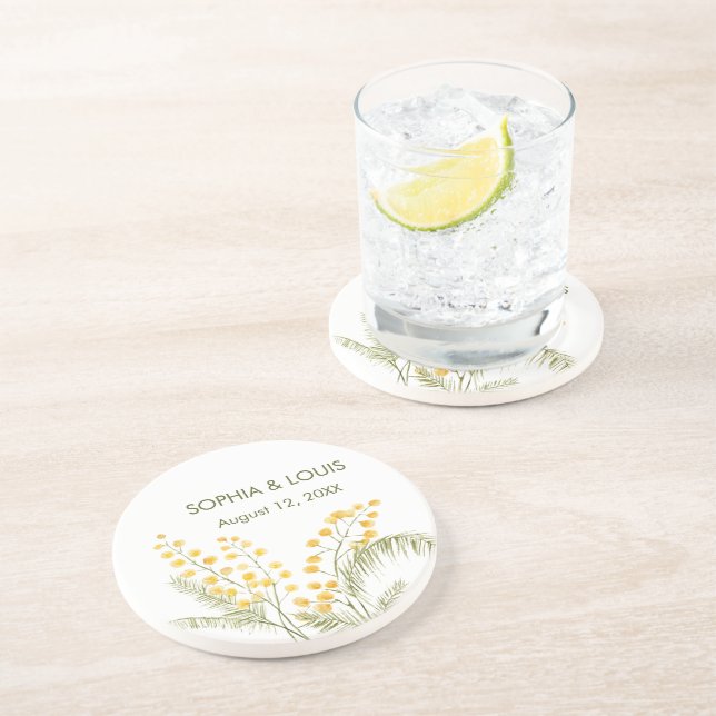 Blume Mimosa Getränkeuntersetzer (Seite)