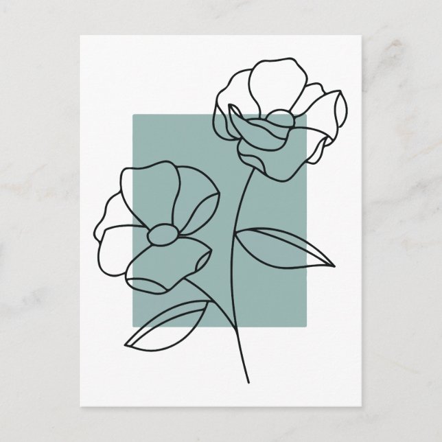 Blume Minimalistischer Linien Postkarte (Vorderseite)