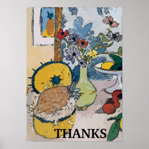 Blume mit Ananas, nach Matisse Poster