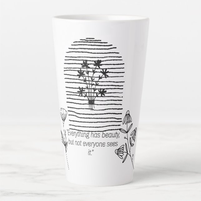 Blume mit Anführungszeilentext Milchtasse (Vorderseite)