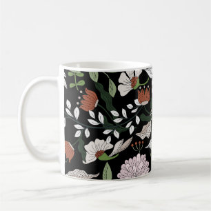 Blume mit antiken Gravierungen handbemalt Kaffeetasse
