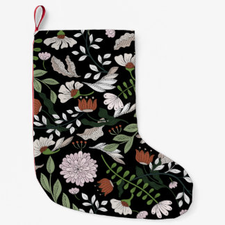 Blume mit antiken Gravierungen handbemalt Kleiner Weihnachtsstrumpf