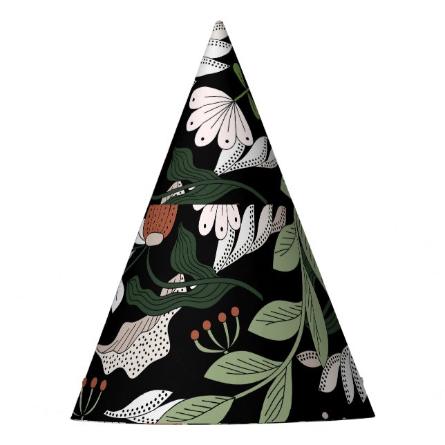 Blume mit antiken Gravierungen handbemalt Partyhütchen (Vorderseite)