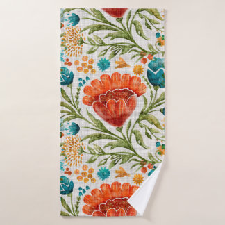 Blume mit Aquarellfarben-Hintergrund. Handgemalt Badehandtuch