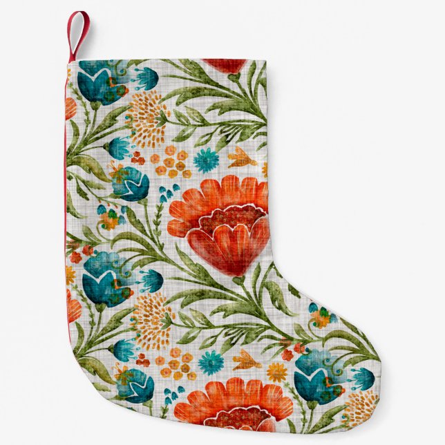 Blume mit Aquarellfarben-Hintergrund. Handgemalt Kleiner Weihnachtsstrumpf (Vorderseite)