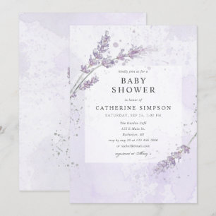 Blume mit Aquarelllevene Babydusche Einladung