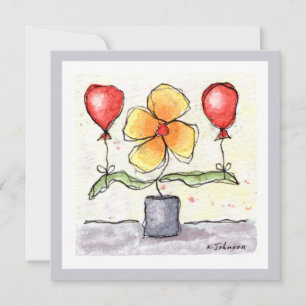Blume mit Balloons Aquarellkarte Karte