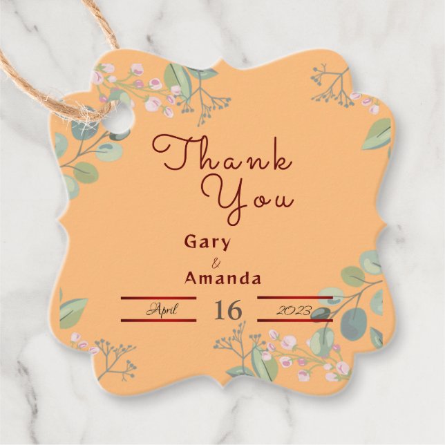 Blume mit Blätter Geschenkanhänger (Vorderseite)