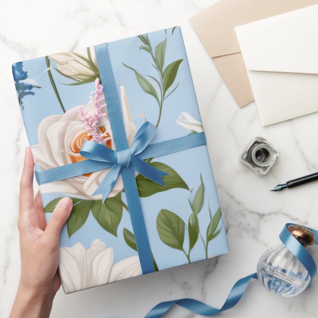 Blume mit blauem Hintergrund Geschenkpapier (Schenken)