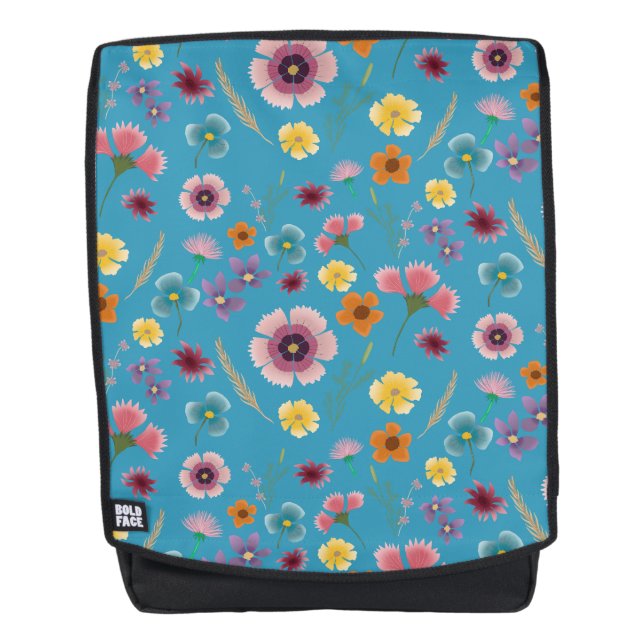 Blume mit blauem Hintergrund Rucksack (Vorderseite)