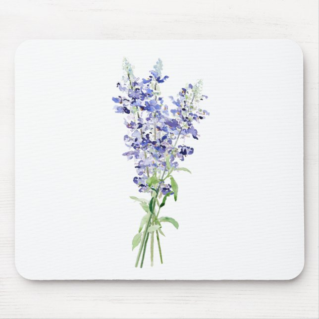 Blume mit blauem Metaluhr Mousepad (Vorne)