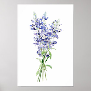 Blume mit blauem Metaluhr Poster