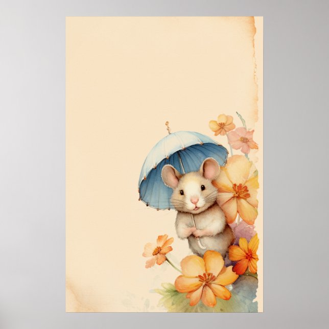 Blume mit blauem Mousenschirm Poster (Vorne)