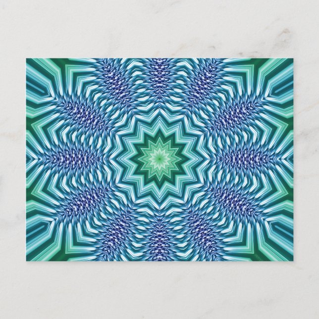 Blume mit blauem und grünem Stern Postkarte (Vorderseite)