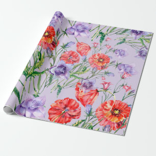 Blume mit blauen Bouquets, Blume mit rosa Glocken  Geschenkpapier