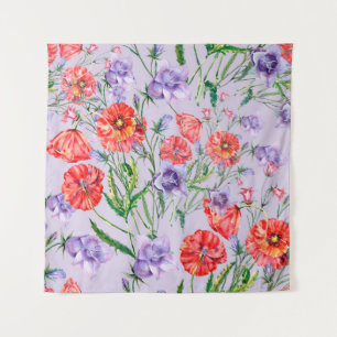 Blume mit blauen Bouquets, Blume mit rosa Glocken Wandteppich