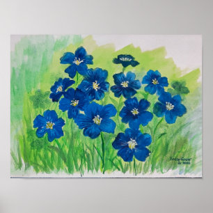 Blume mit blauer Flagge Poster
