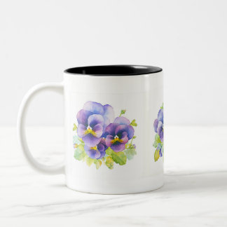 Blume mit blauer und gelber Pansa Tasse