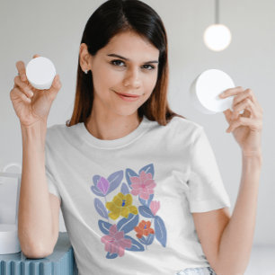 Blume mit blauer Wasserfarbe feminin elegant T-Shirt