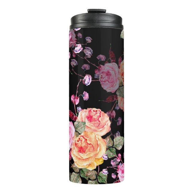 Blume mit Blume-Haricot auf Thermosbecher (Vorderseite)