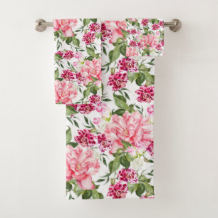 Blume mit Blumenbeeren Rose Badhandtuch Set
