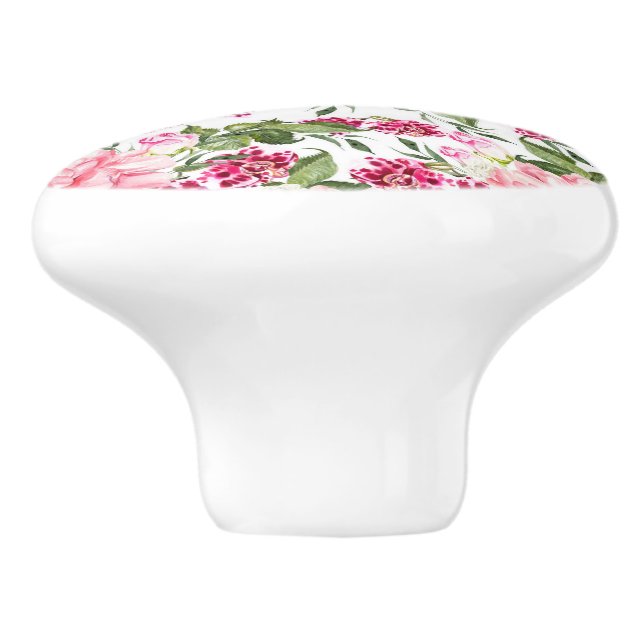 Blume mit Blumenbeeren Rose Keramikknauf (Seitenansicht)