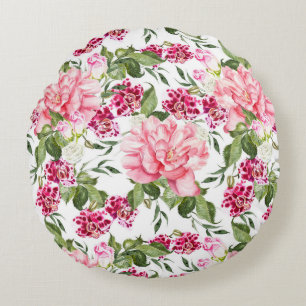 Blume mit Blumenbeeren Rose Rundes Kissen