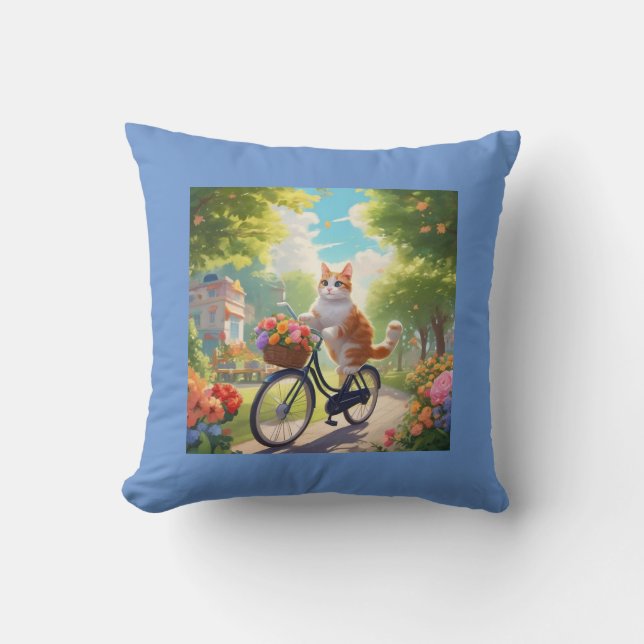 Blume mit Cat auf Fahrradkissen Kissen (Vorderseite)