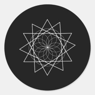 Blume mit dreieckiger Sakralgeometrie Runder Aufkleber