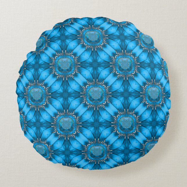 Blume mit Edelmetall Rundes Kissen (Vorderseite)