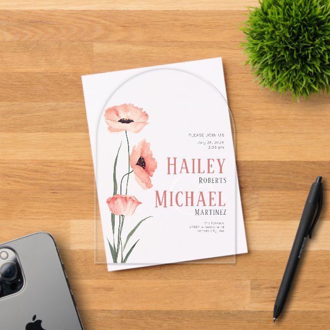 Blume mit einfachen Korallen, die eine akryllische Acryleinladungen (Insitu (Einladungskarte))