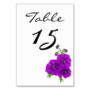 Blume mit einfachen, minimalistischen, blumenviole tischnummer