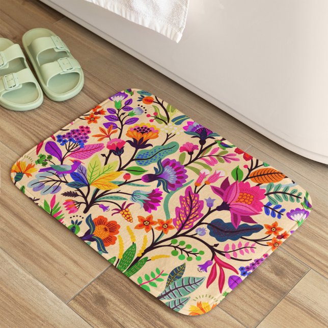 Blume mit farbigen Blumenbildern Druckmuster Badematte (Von Creator hochgeladen)