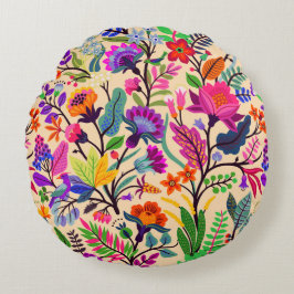 Blume mit farbigen Blumenbildern Druckmuster Rundes Kissen