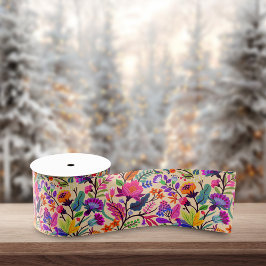 Blume mit farbigen Blumenbildern Druckmuster Satinband