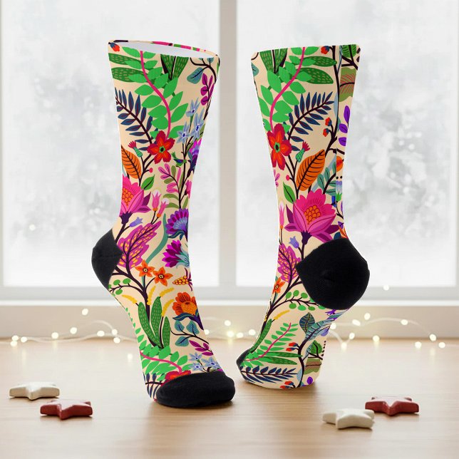 Blume mit farbigen Blumenbildern Druckmuster Socken (Von Creator hochgeladen)