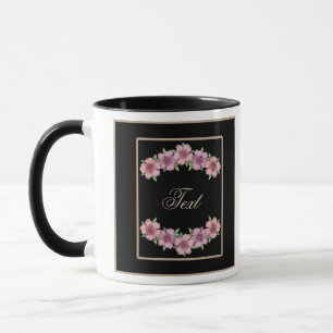 Blume mit floralem Rahmen Cartoon, beige Rahmen sc Tasse