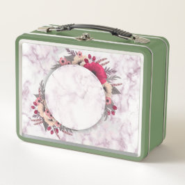 Blume mit floralen Rahmen aus Papier Metall Brotdose