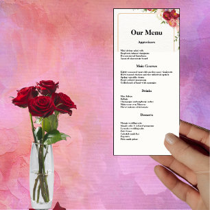 Blume mit Goldrahmen für Hochzeitsessen Menükarte