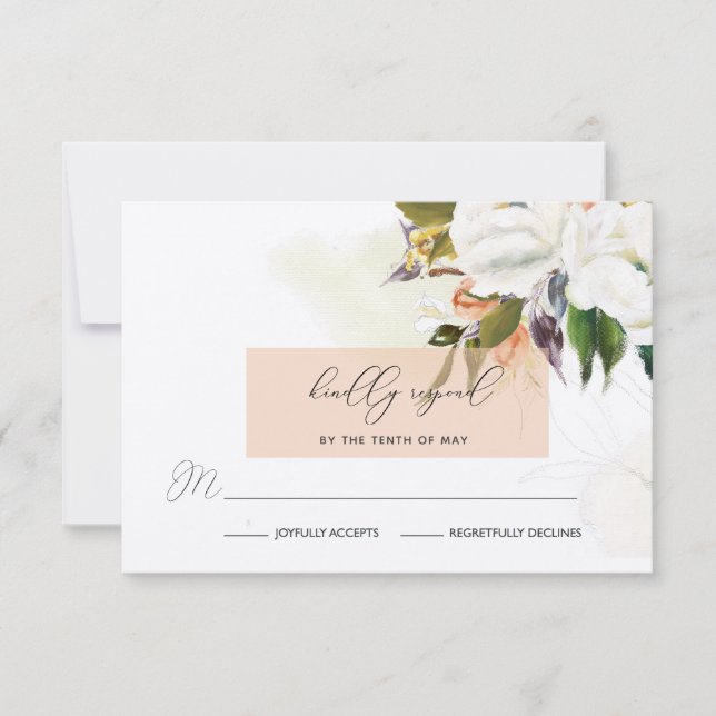 Blume mit handgemalten Ölgemälden, RSVP in Peach Karte (Vorderseite)