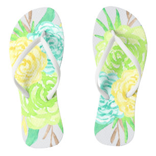 Blume mit handgemalten Wasserfarben Flip Flops