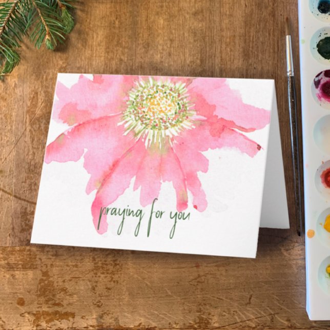 Blume mit handgemalten Wasserfarben | Gebet für Si Karte (Personalize this hand painted watercolor flower card with your name and note. Praying for you.)