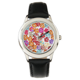 Blume mit Handnähte, Multicolor Armbanduhr