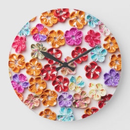Blume mit Handnähte, Multicolor Große Wanduhr