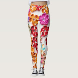 Blume mit Handnähte, Multicolor Leggings