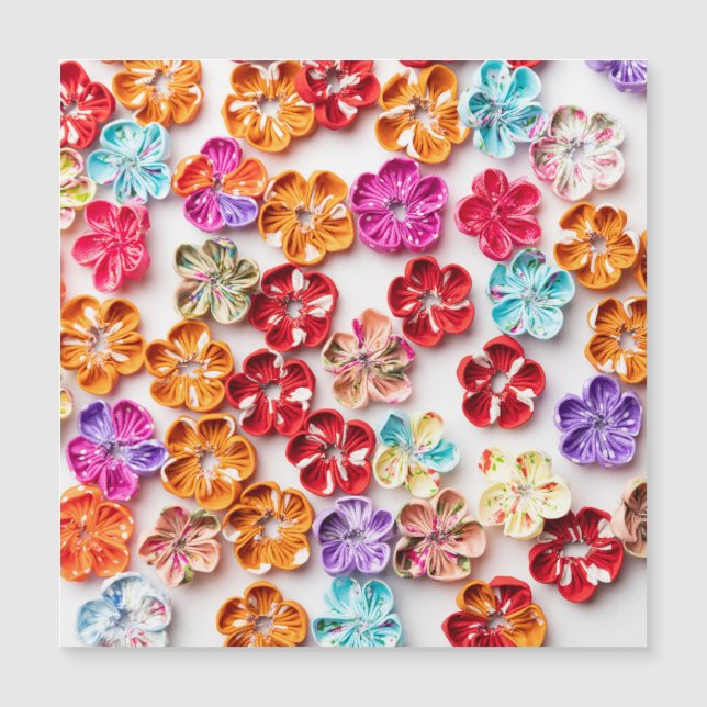 Blume mit Handnähte, Multicolor Magnetkarte (Vorderseite)