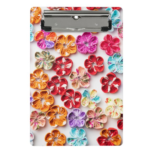 Blume mit Handnähte, Multicolor Mini Klemmbrett (Vorderseite)